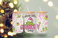 Feeling Extra Grinchy Today 16 oz Frosted Glass Cup with Bamboo Lid and Straw