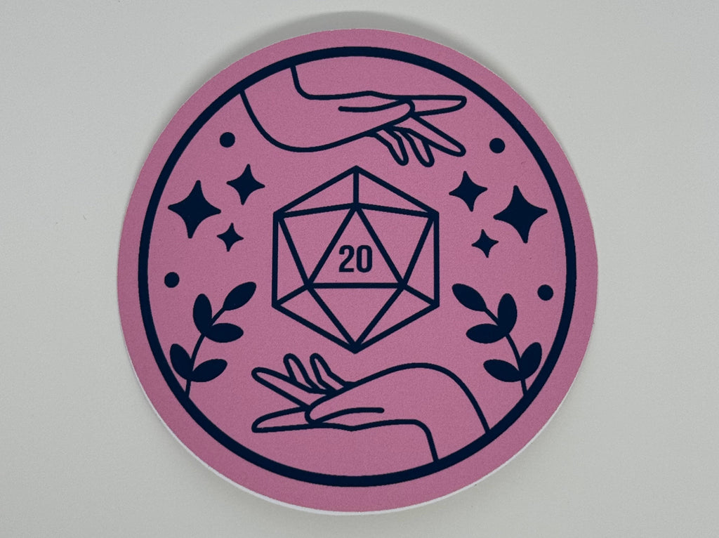 Pink and Navy or Navy and Pink  Natural 20 DND Sticker