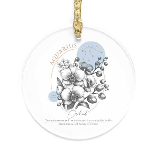Aquarius Zodiac Sign Flower and Constellation Acrylic Ornaments - Available in Bundles of 1, 5, 10, 25, or 50 Pieces