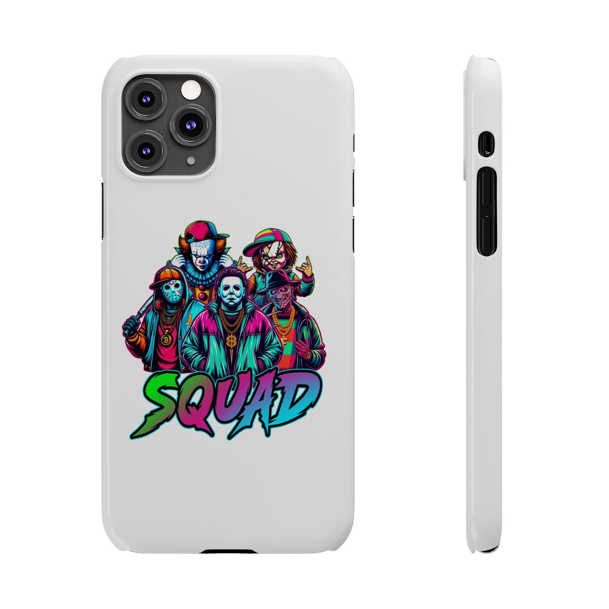 SQUAD" Horror Character Phone Case – Slim and Glossy Impact-Resistant Design