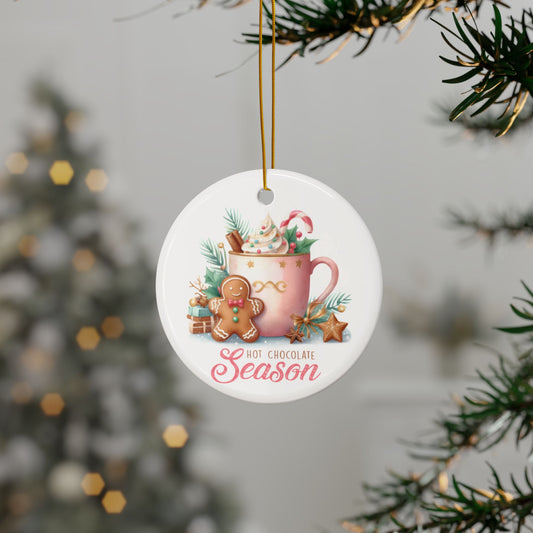 Hot Chocolate Season Gingerbread and Cocoa Ceramic Ornament (1pc, 3pcs, 5pcs, 10pcs)