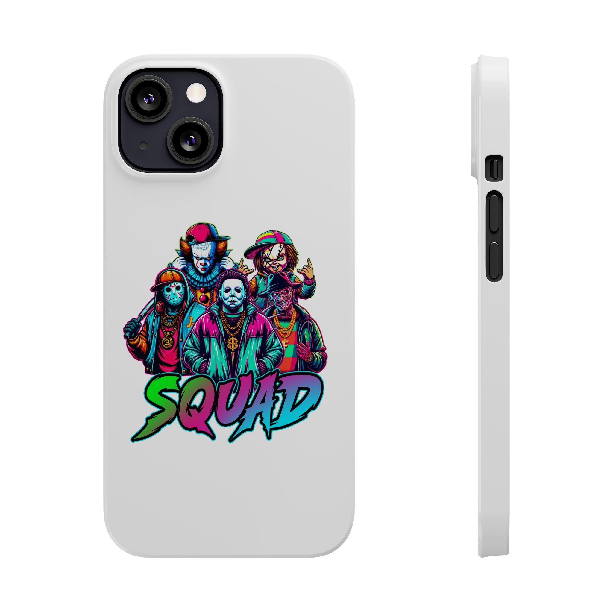 SQUAD" Horror Character Phone Case – Slim and Glossy Impact-Resistant Design