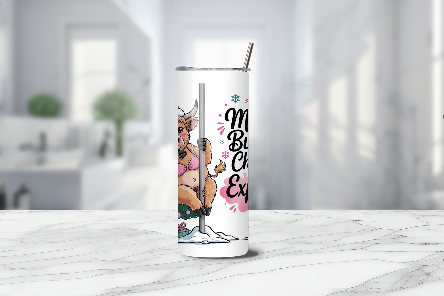 Mind Yo Business Christmas Is Expensive 20oz Handmade Tumbler with Straw & Random Straw Topper