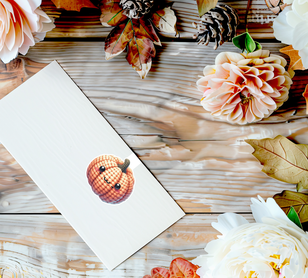 Kawaii Crochet Pumpkin Magnetic Bookmark
