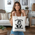 “Born to Drink, Forced to Work” Tote Bag – Retro Humor Tote