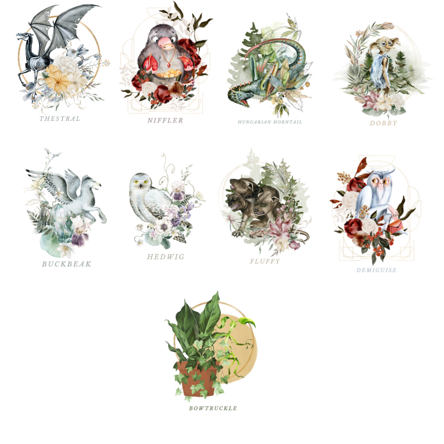 Magical Creatures 4-Piece Handmade Gift Set – Choose One of Nine Creature Designs