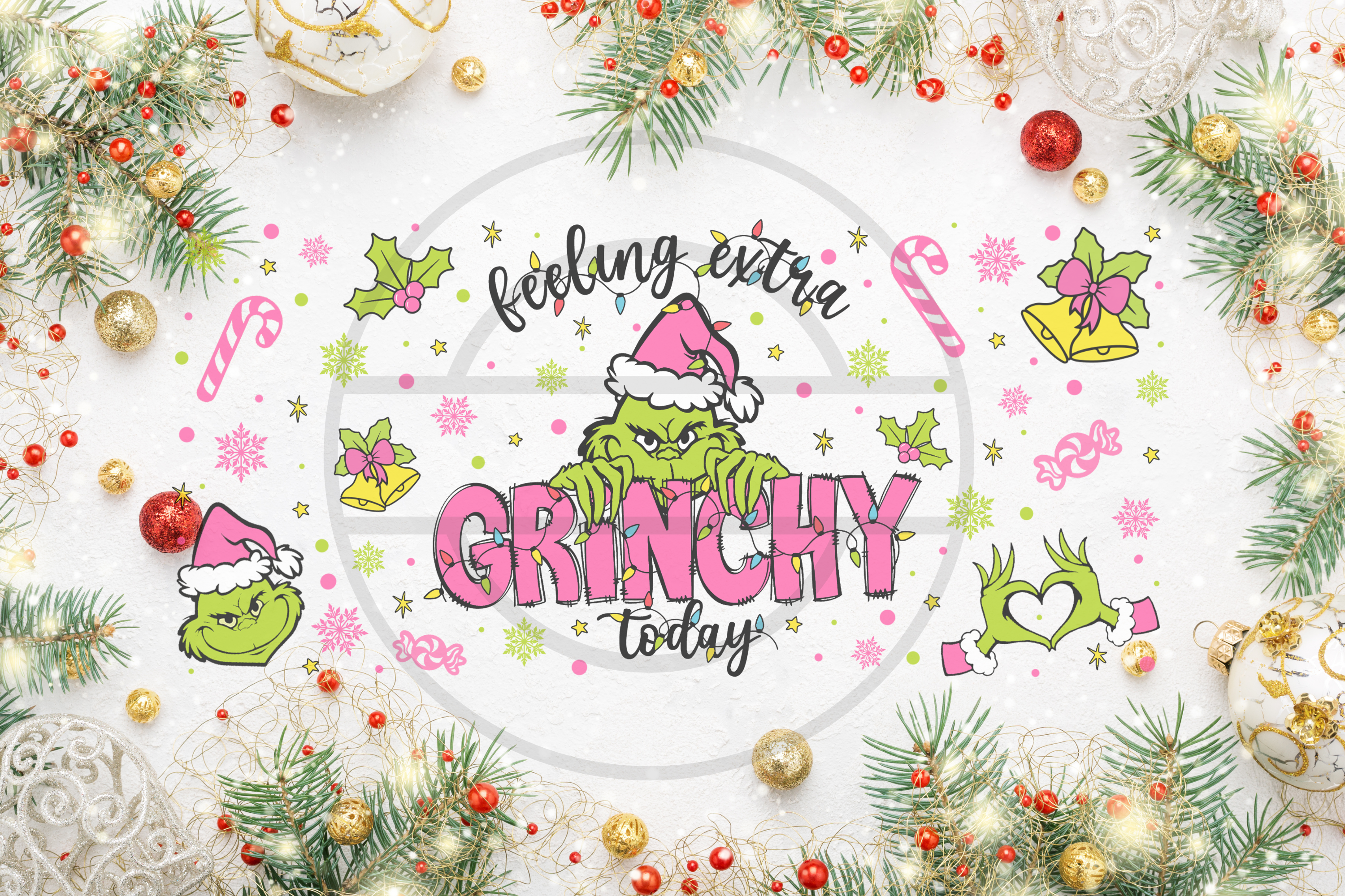 Feeling Extra Grinchy Today 16 oz Frosted Glass Cup with Bamboo Lid and Straw