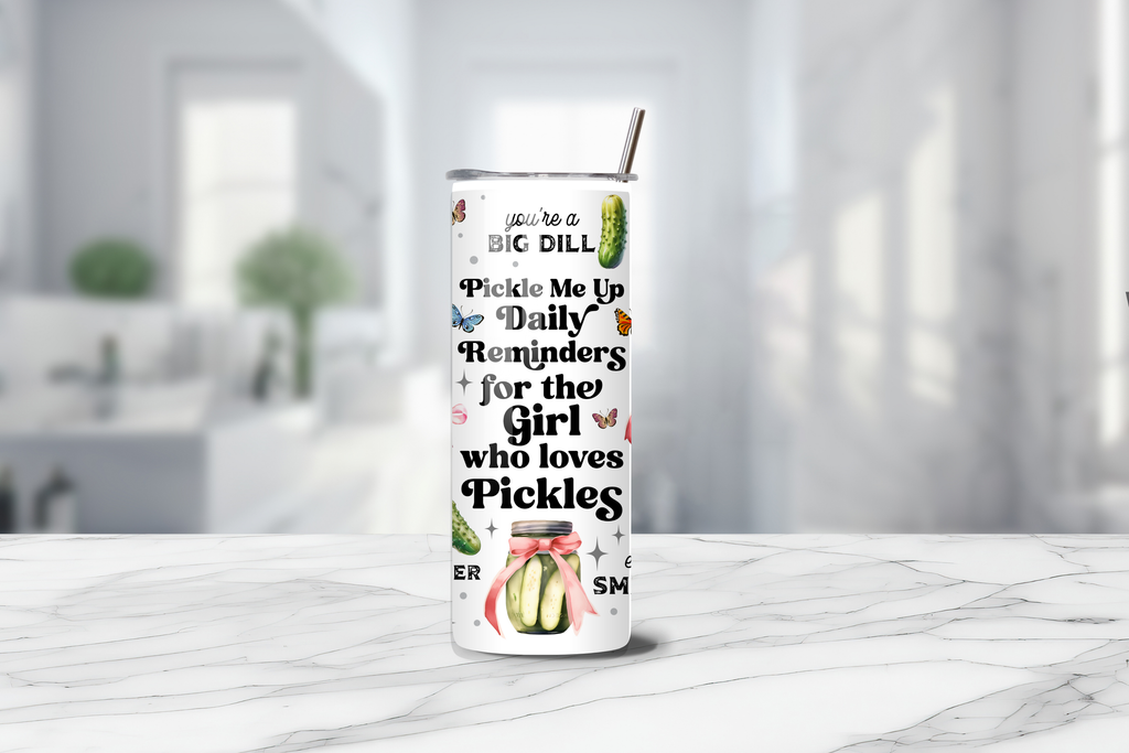 Girl Who Loves Pickles 20oz Handmade Tumbler with Straw & Random Straw Topper