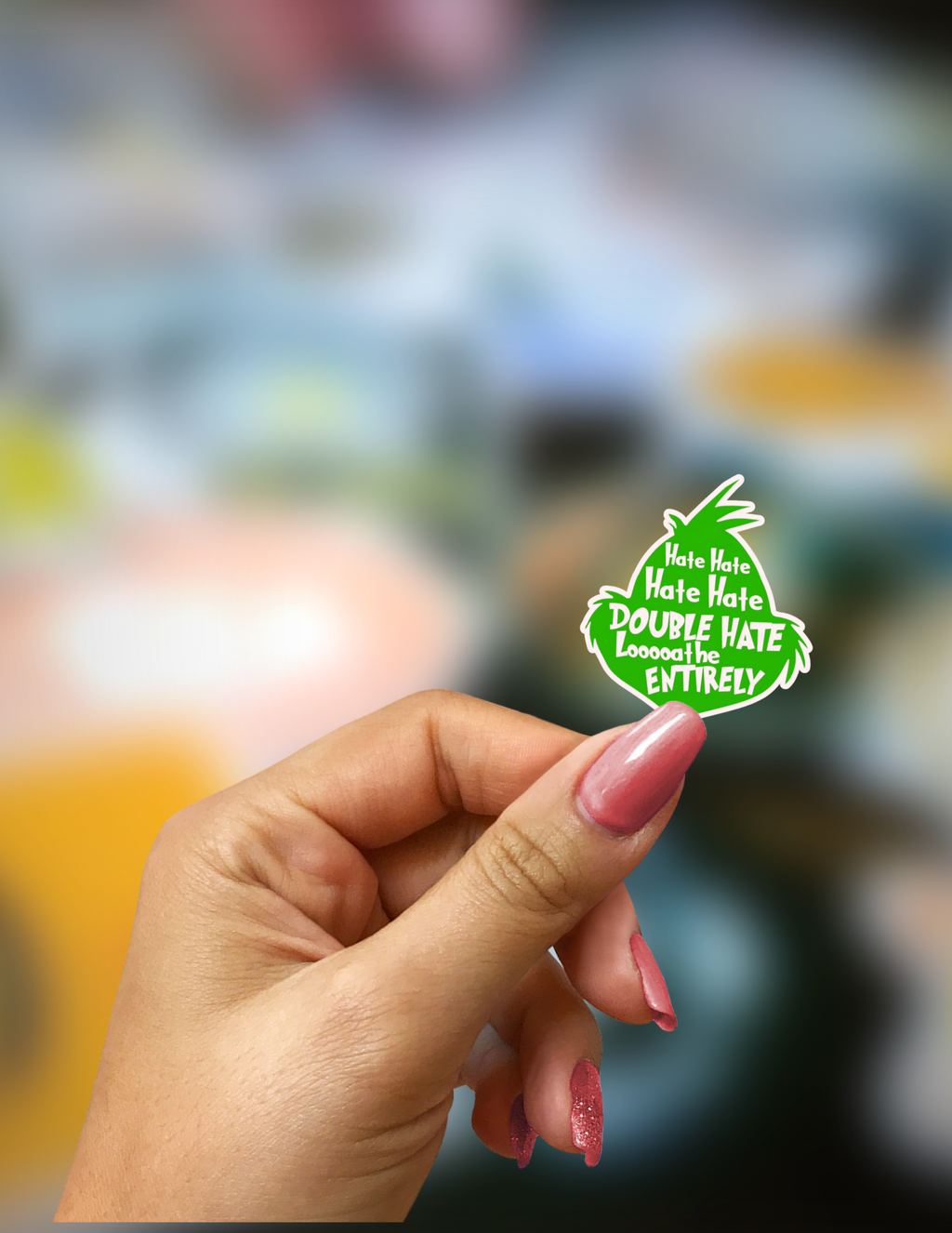 Grinch-Inspired Double Hate Sticker
