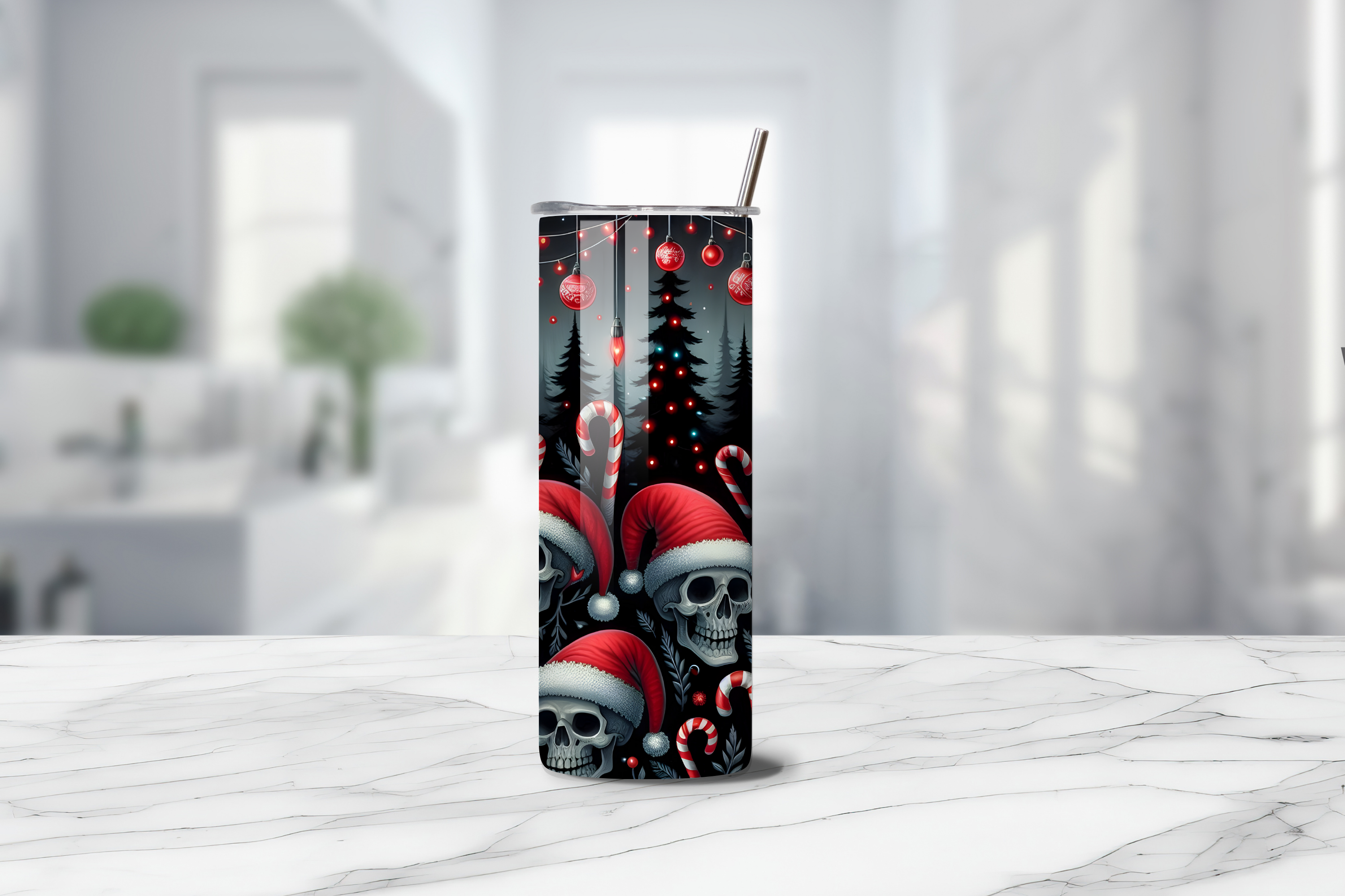 Gothic Christmas 20oz Handmade Tumbler with Straw & Random Straw Topper