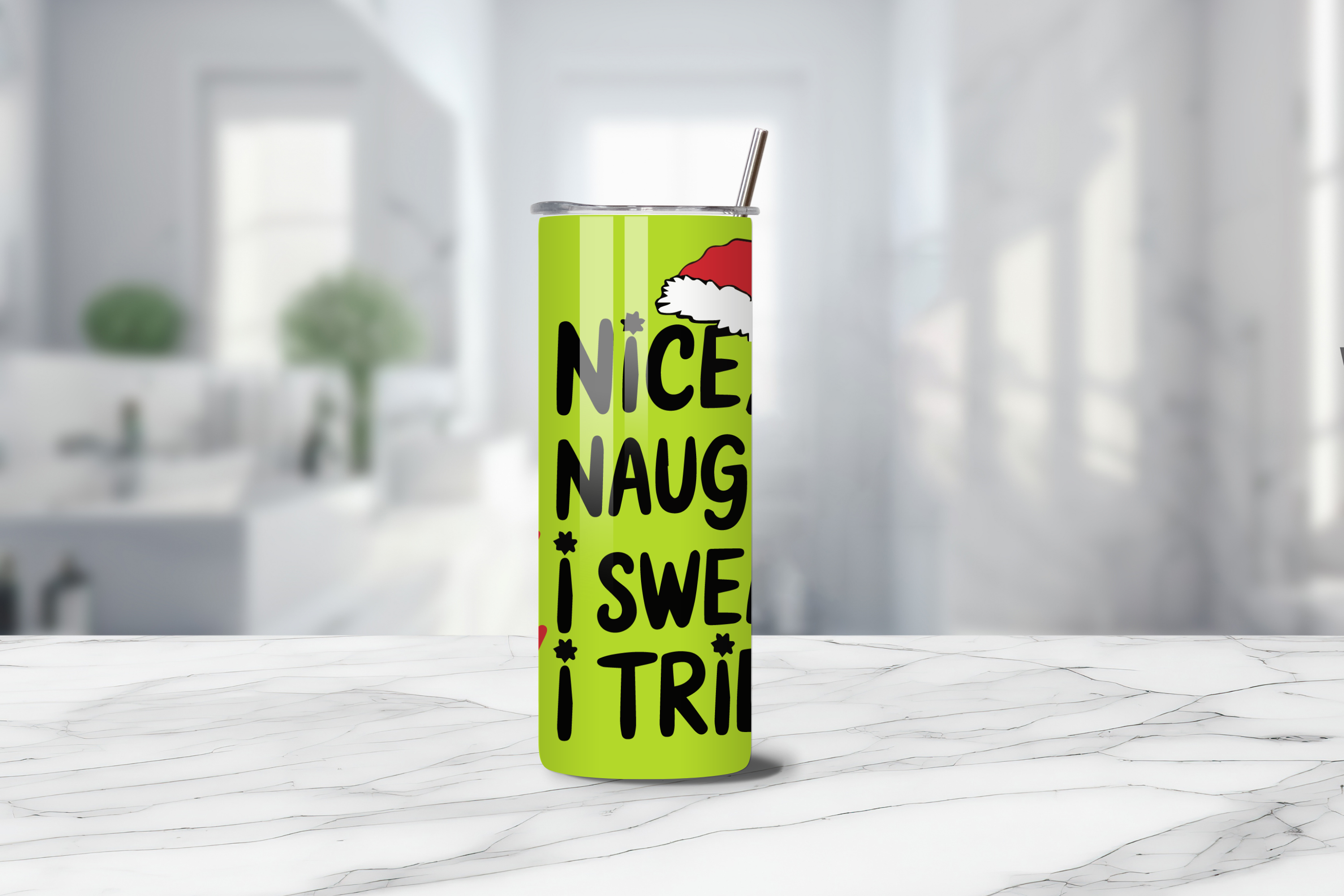 Naughty Nice  I Swear I Tried 20oz Handmade Tumbler with Straw & Random Straw Topper