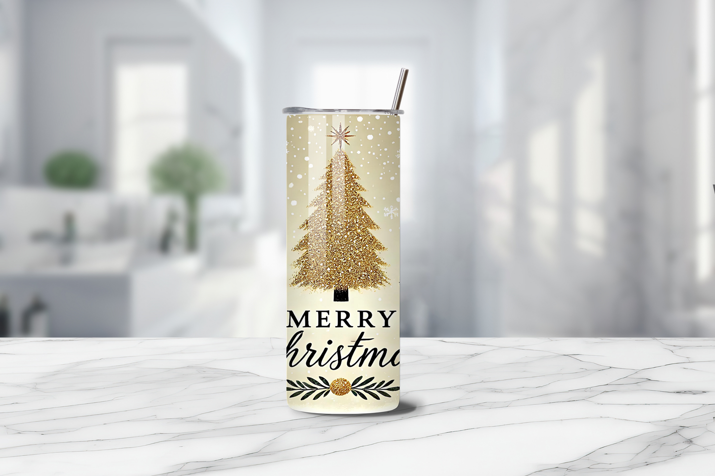 Merry Christmas Tree Trio 20oz Handmade Tumbler with Straw & Random Straw Topper