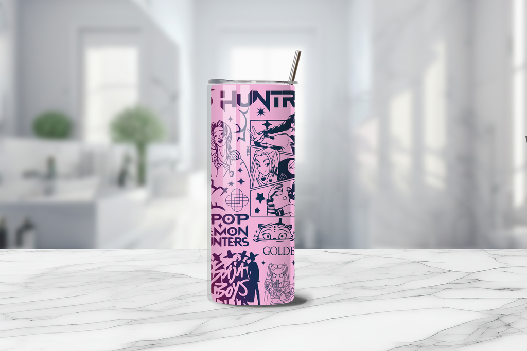 Soda Pop x Huntrix Pink 20oz Handmade Tumbler with Straw & Random Straw Topper
