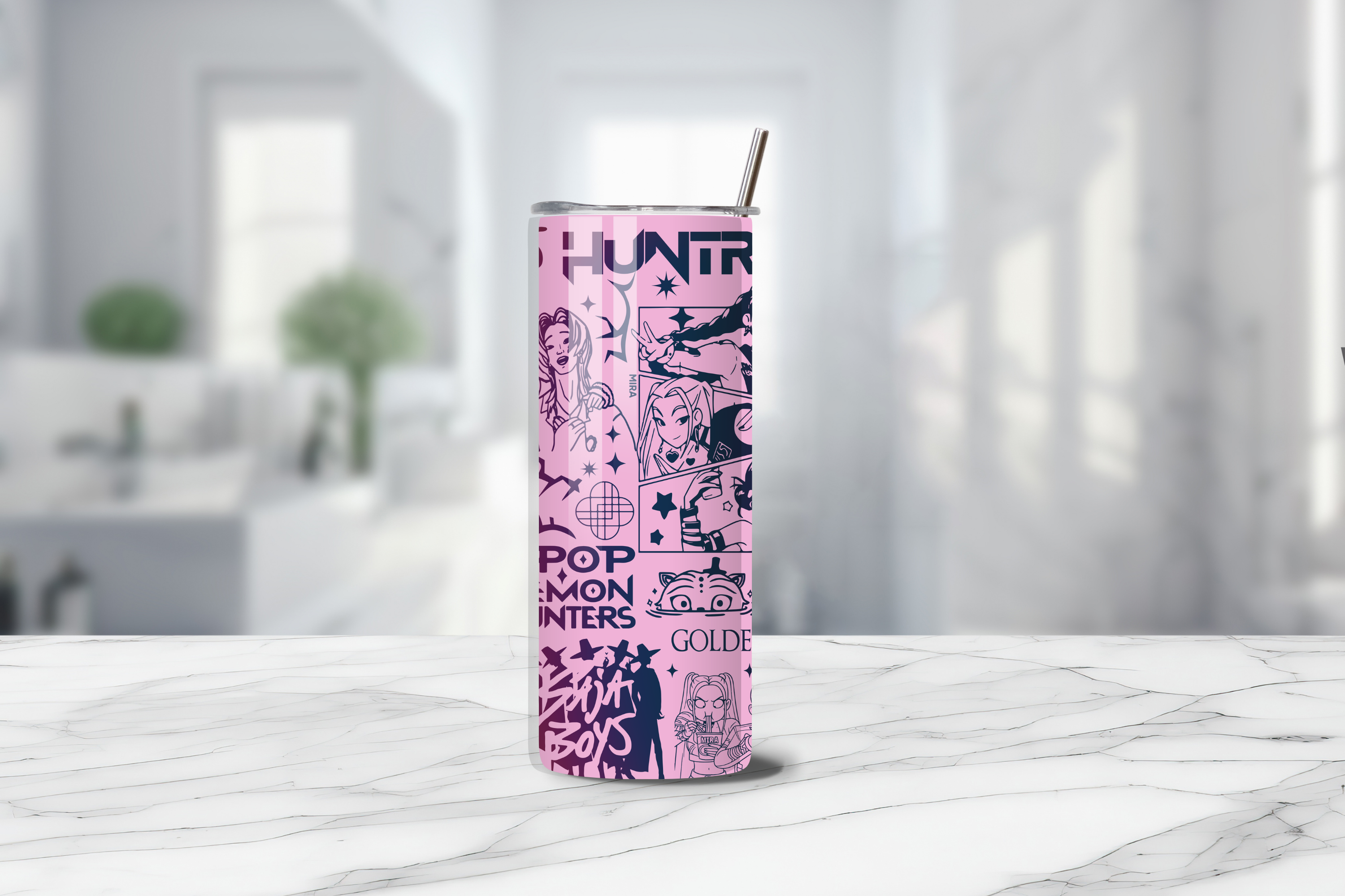 Soda Pop x Huntrix Pink 20oz Handmade Tumbler with Straw & Random Straw Topper