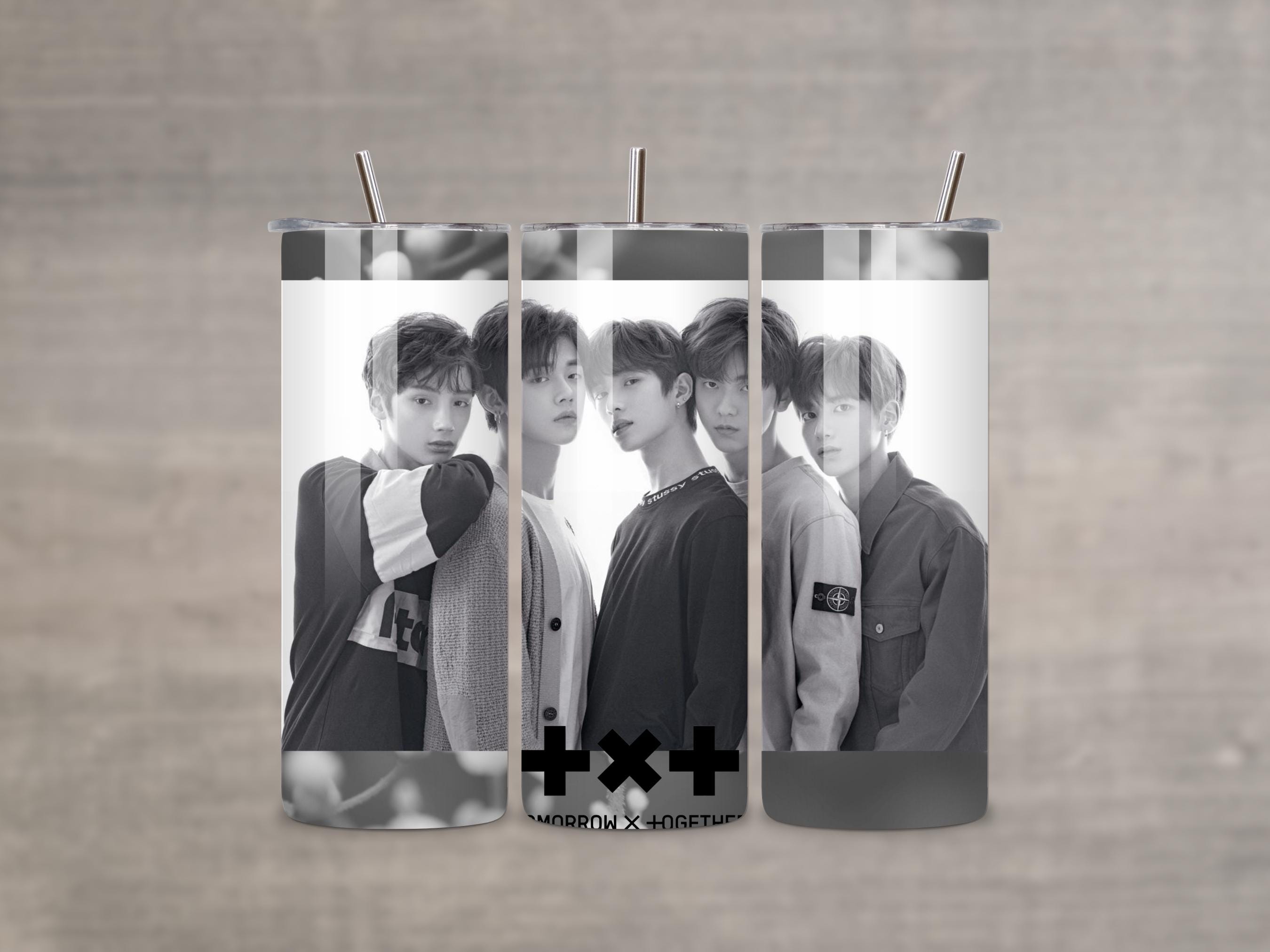 TXT Black & White Tumbler | Yeonjun, Soobin, Beomgyu, Taehyun, and HueningKai |
