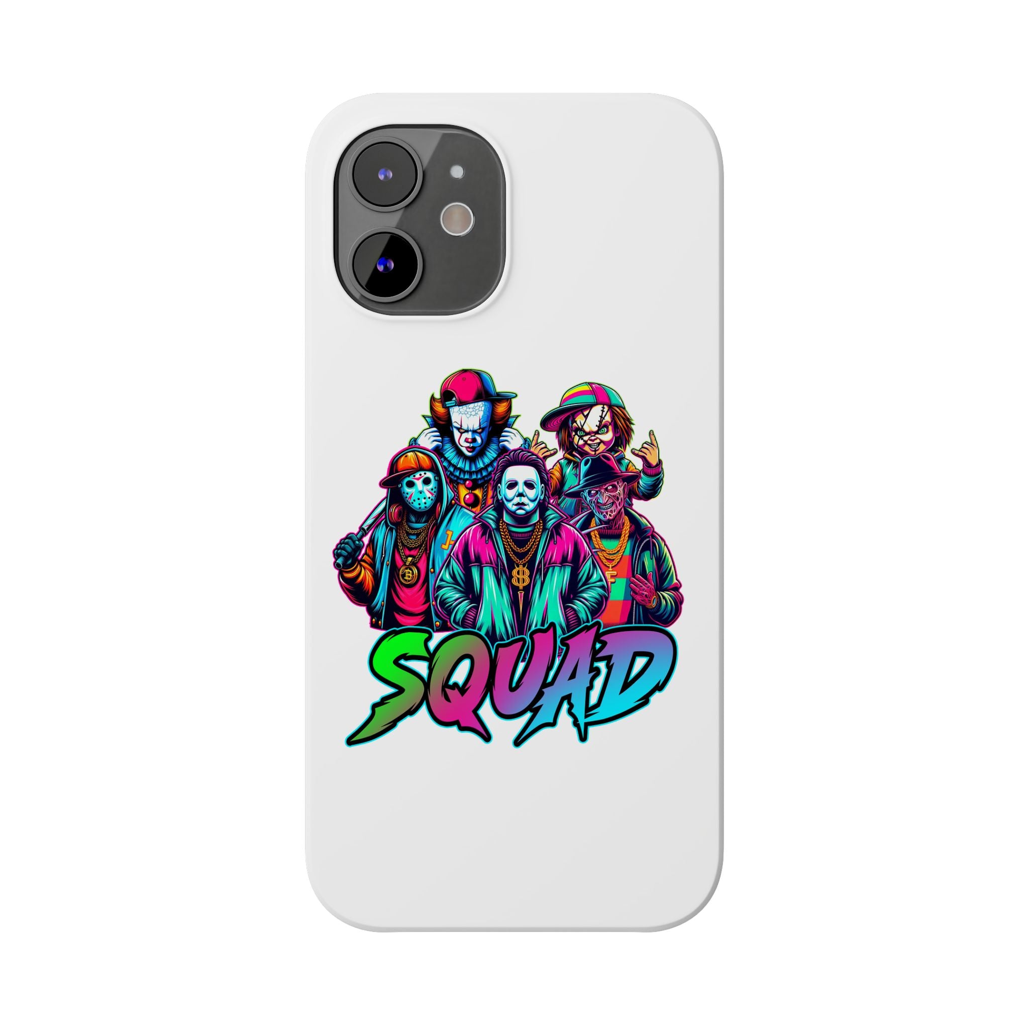 SQUAD" Horror Character Phone Case – Slim and Glossy Impact-Resistant Design