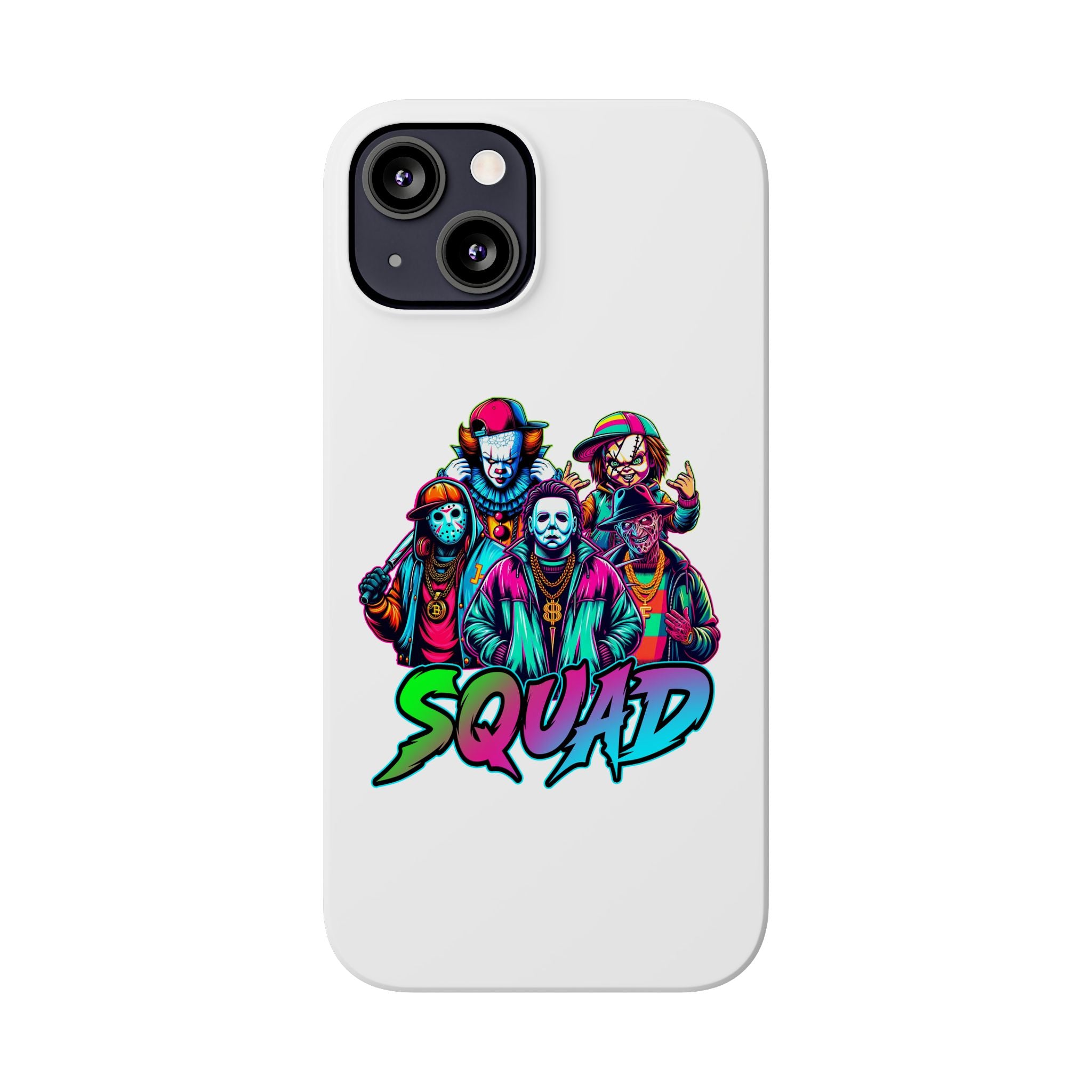 SQUAD" Horror Character Phone Case – Slim and Glossy Impact-Resistant Design