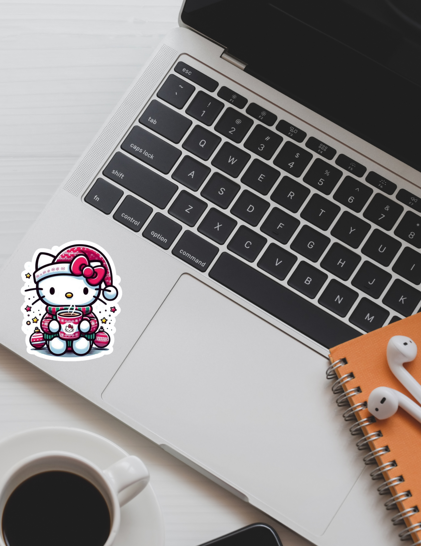 Cozy Christmas Kitty with Hot Cocoa Sticker