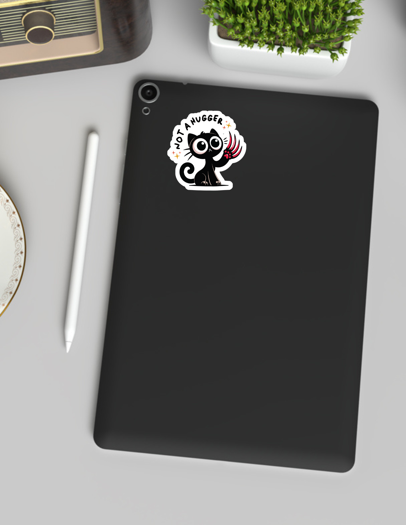 Not a Hugger Cat Sticker