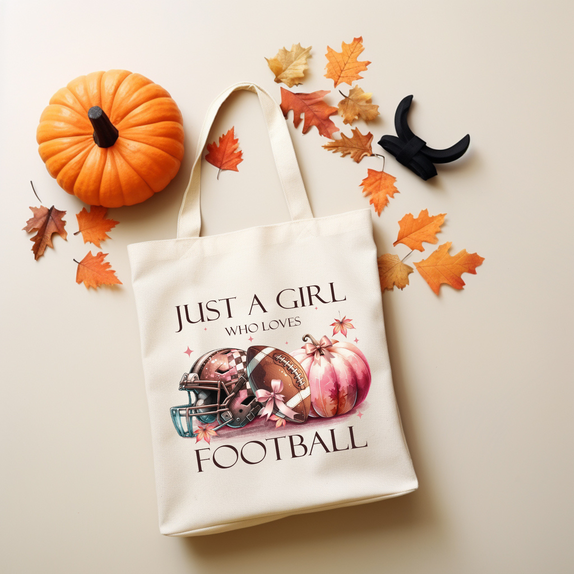 Just a Girl Who Loves Football Tote Bag – Fall Sports Canvas Bag