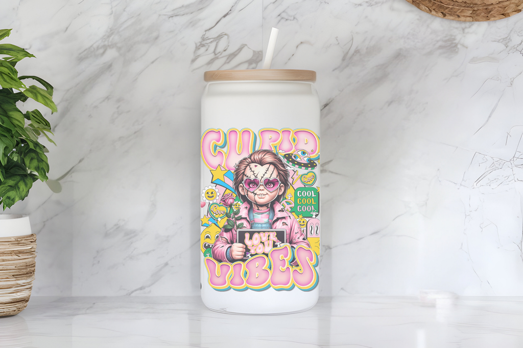 Chucky  Cupid Vibes and Love Frosted Glass Cup