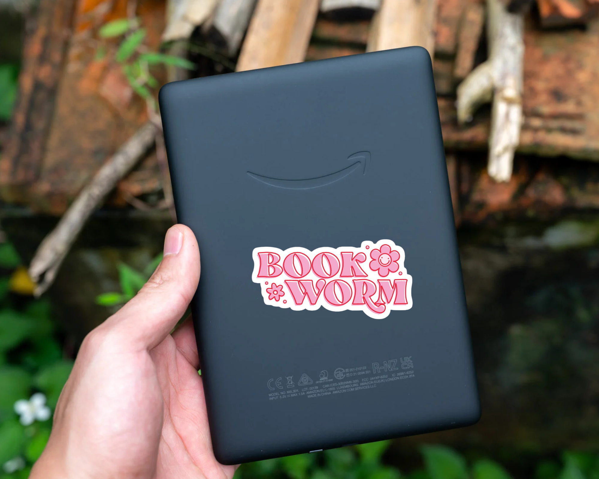 Book Worm Sticker | Cute Bookish Vinyl Sticker | Pink Reader Sticker for Kindle, Laptop & Water Bottle