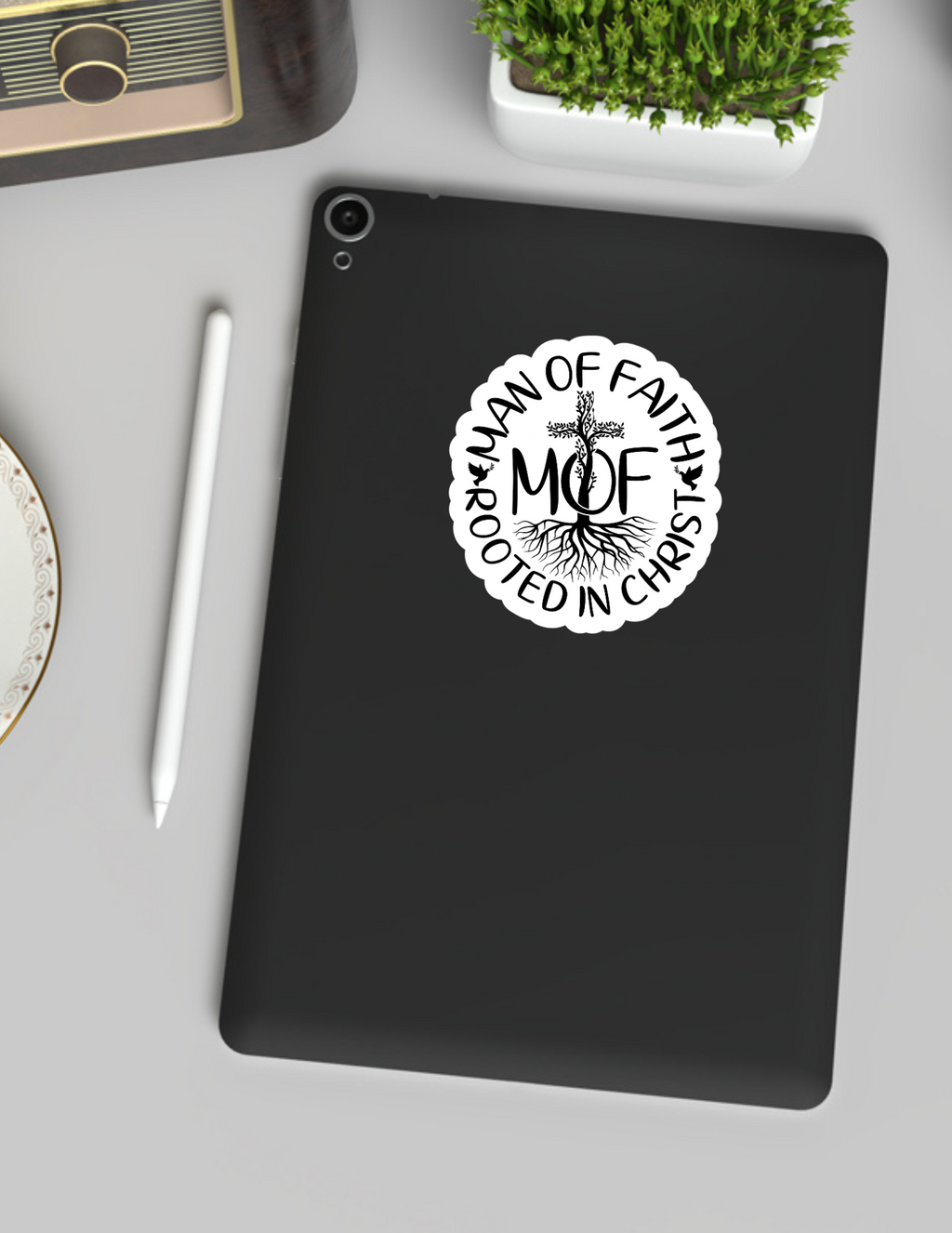Man of Faith, Rooted in Christ Sticker
