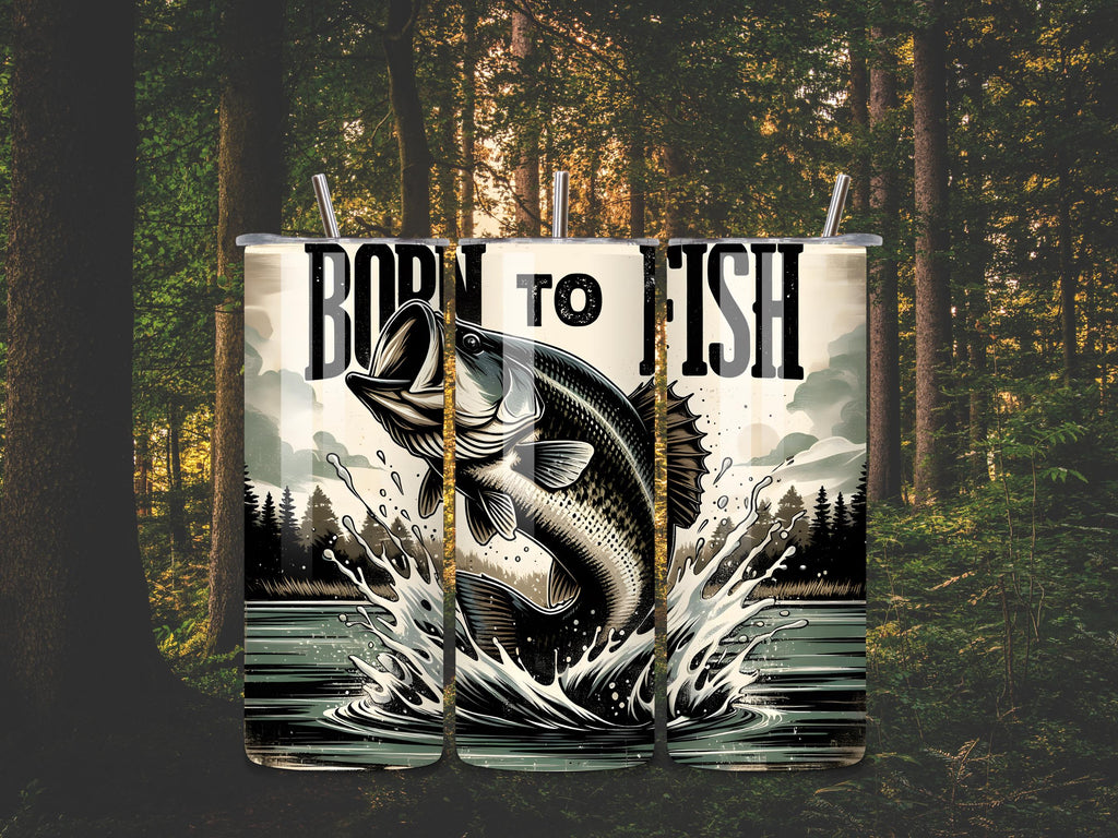 Born to Fish Tumbler - Gift for Him - Fishing Enthusiast Drinkware, Outdoorsman Gift, Bass Fishing Mug, Gift for Dad, Gift for Grandpa,