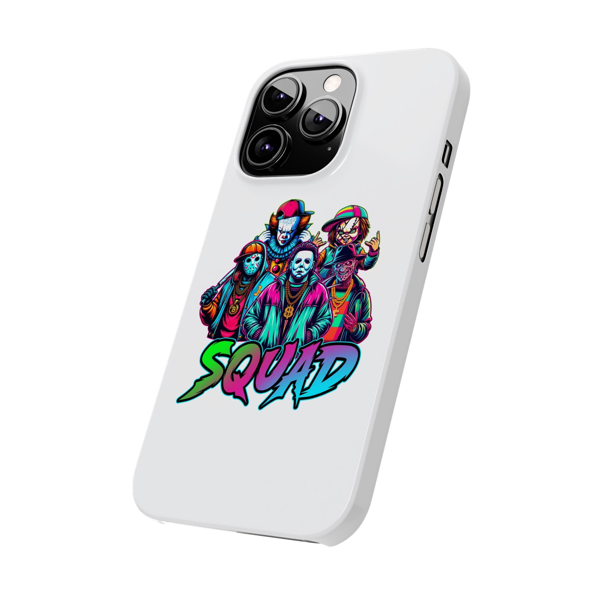 SQUAD" Horror Character Phone Case – Slim and Glossy Impact-Resistant Design