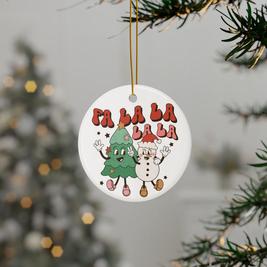 Fa La La La La Round Ceramic Ornament (1pc, 3pcs, 5pcs, 10pcs)