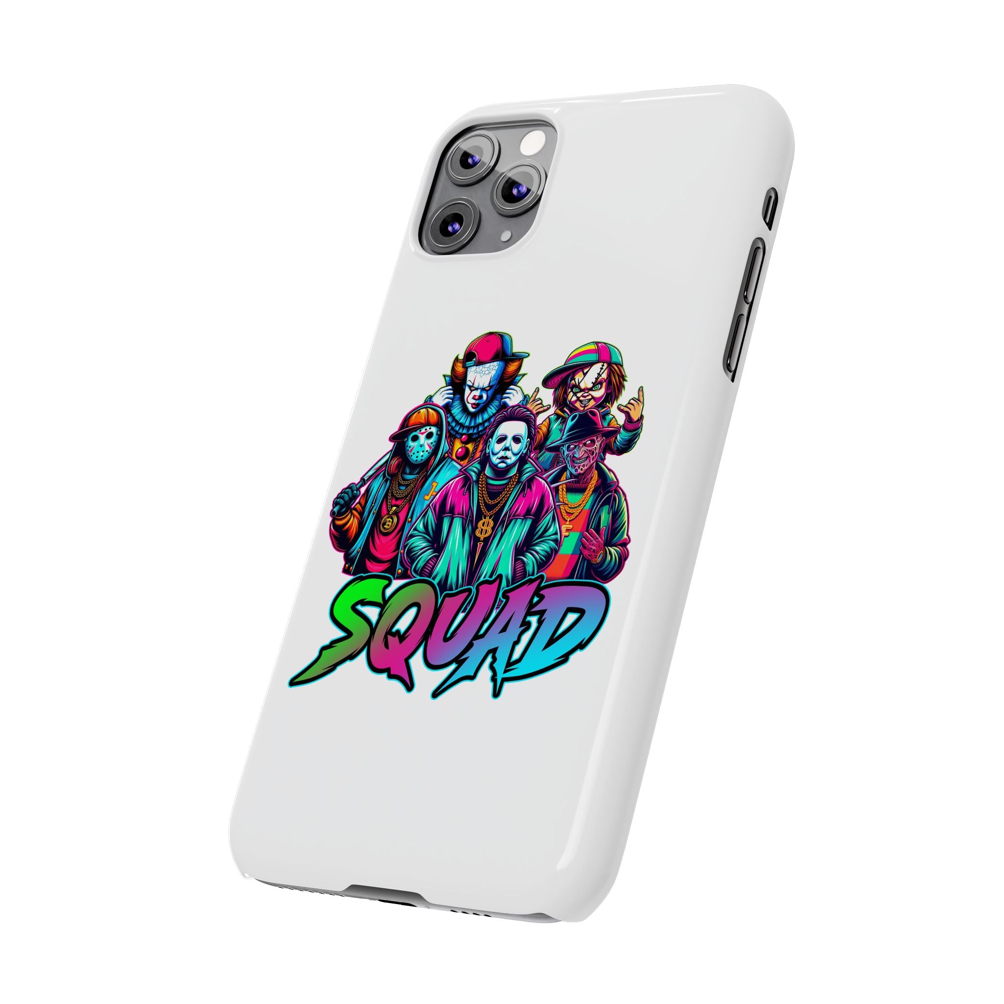 SQUAD" Horror Character Phone Case – Slim and Glossy Impact-Resistant Design