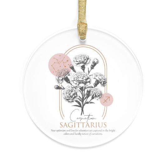 Sagittarius Zodiac Sign Flower and Constellation Acrylic Ornaments - Available in Bundles of 1, 5, 10, 25, or 50 Pieces