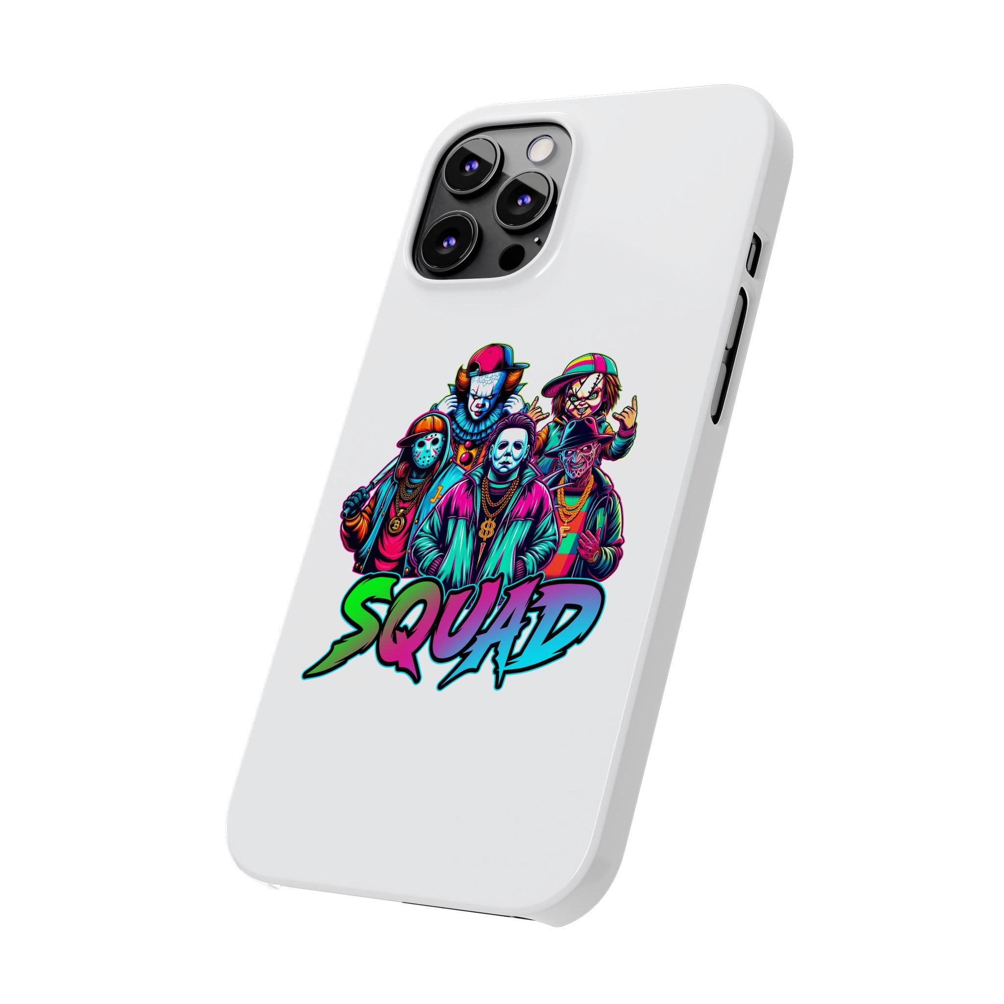 SQUAD" Horror Character Phone Case – Slim and Glossy Impact-Resistant Design