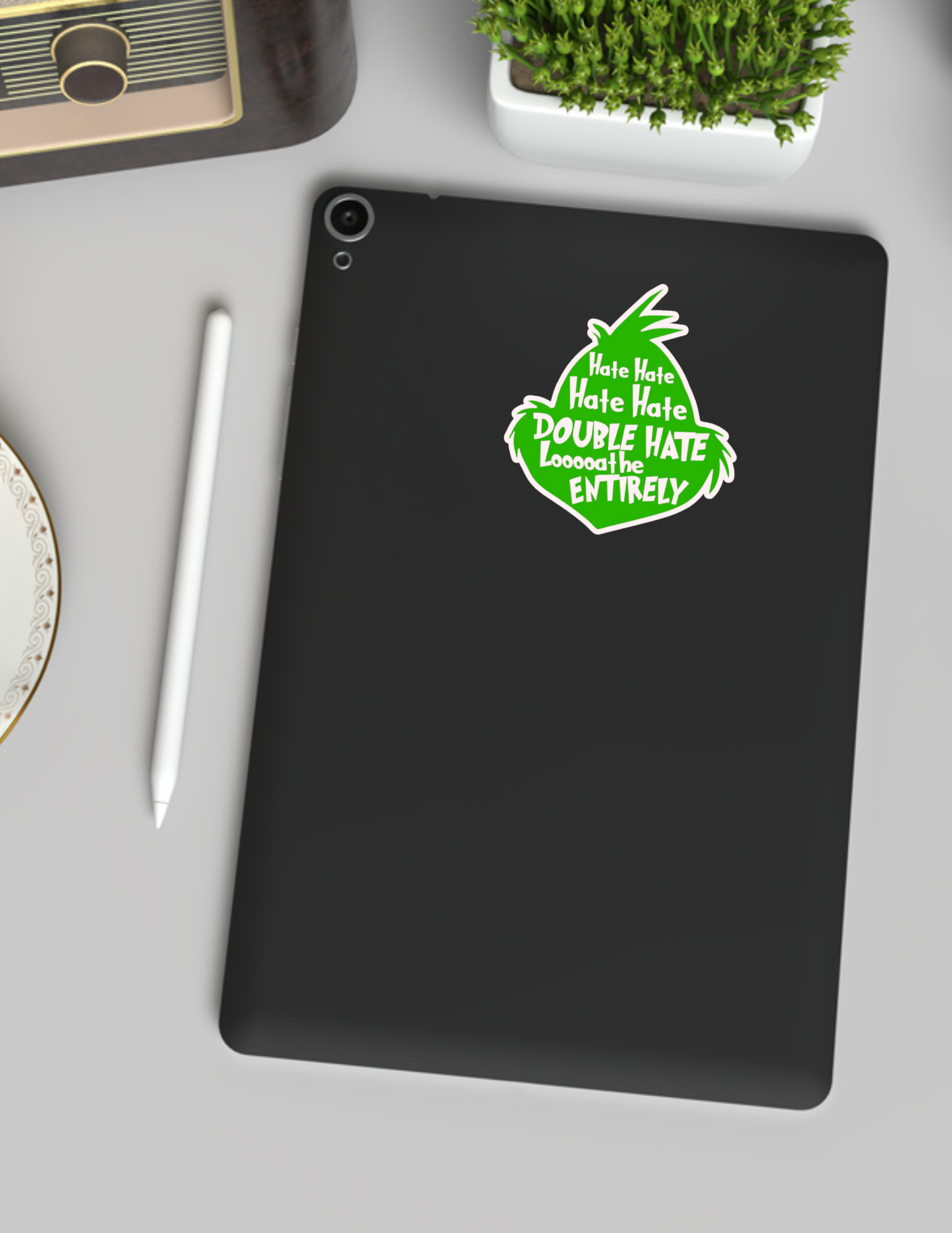Grinch-Inspired Double Hate Sticker
