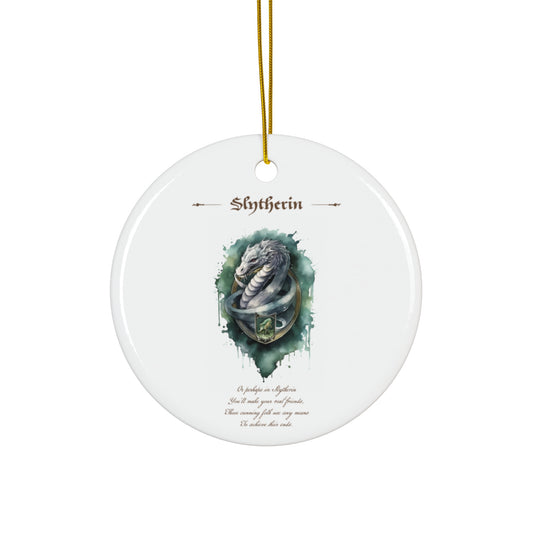 Slytherin-Themed Ceramic Ornament