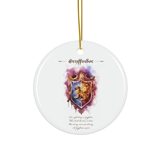 Gryffindor-Themed Ceramic Ornament