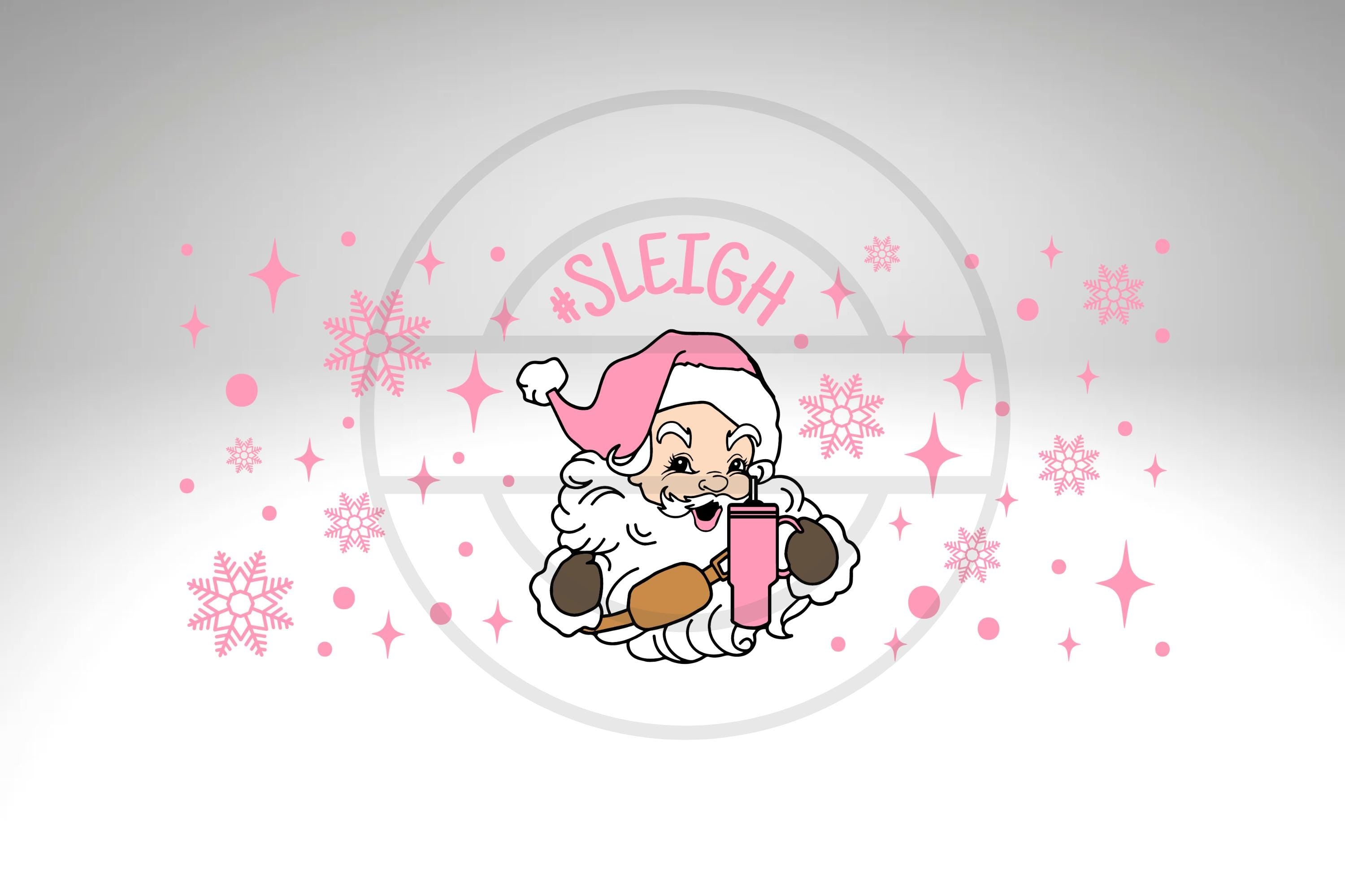Santa Sleigh 16 oz Frosted Glass Tumbler  Bamboo Lid and Straw |
