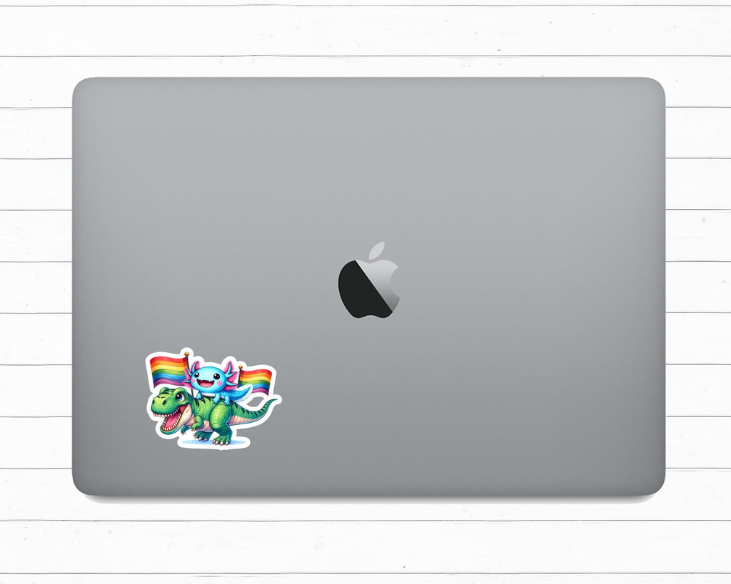 LGBTQ Axolotl and Dinosaur Sticker