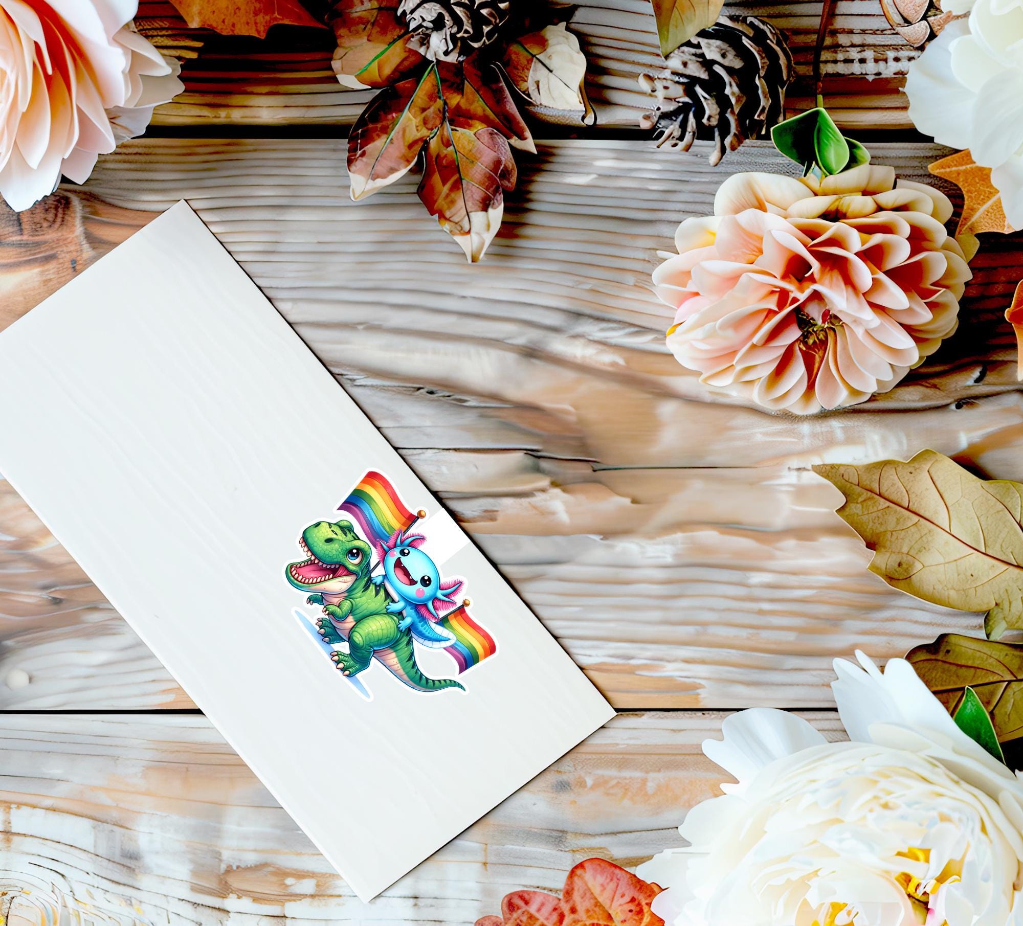Axolotl and Dinosaur Magnetic Bookmark - LGBTQ+ Pride Gift - Fun and Colorful Bookmark, Gift for Her, Gift for Him, Gift for Them, Pride