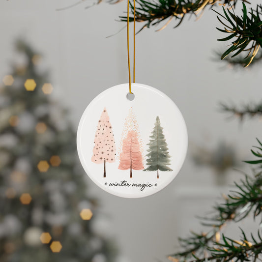 Winter Magic Cozy Trees Ceramic Ornament (1pc, 3pcs, 5pcs, 10pcs)