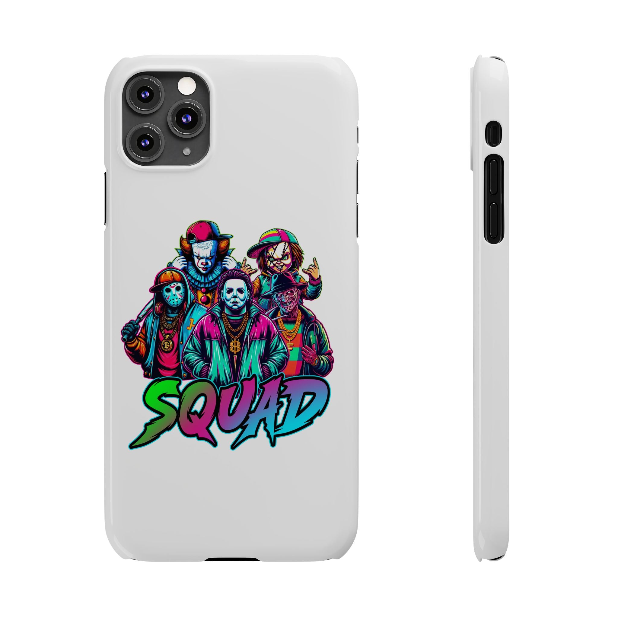 SQUAD" Horror Character Phone Case – Slim and Glossy Impact-Resistant Design