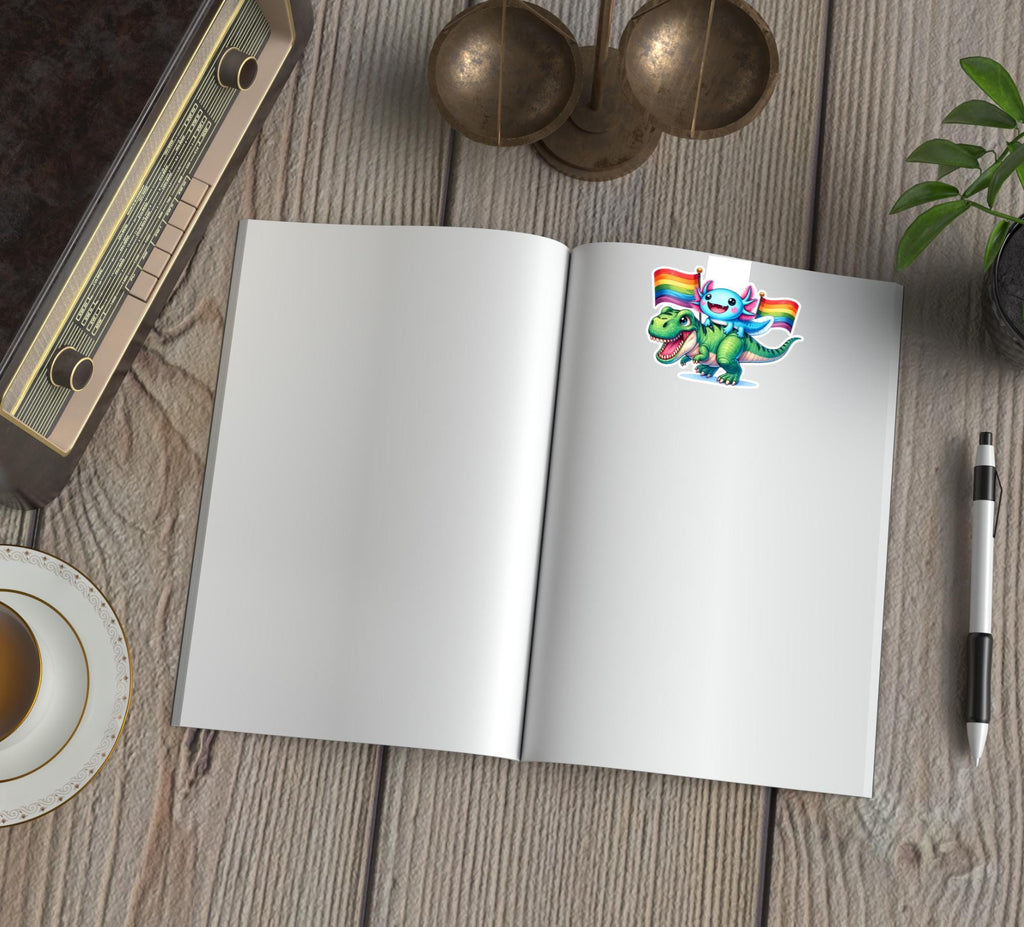 Axolotl and Dinosaur Magnetic Bookmark - LGBTQ+ Pride Gift - Fun and Colorful Bookmark, Gift for Her, Gift for Him, Gift for Them, Pride