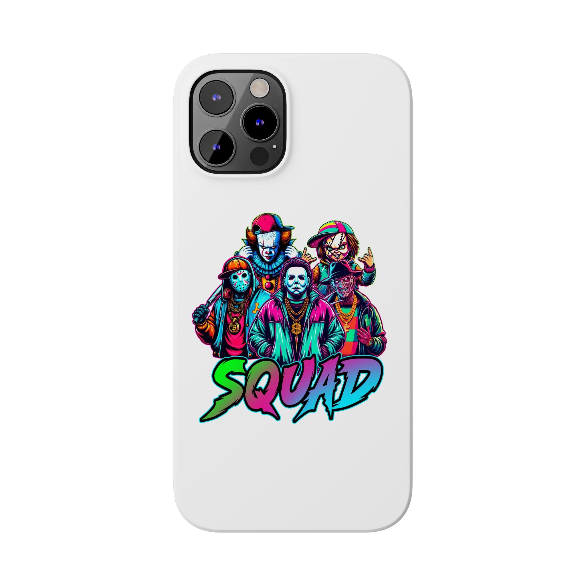 SQUAD" Horror Character Phone Case – Slim and Glossy Impact-Resistant Design