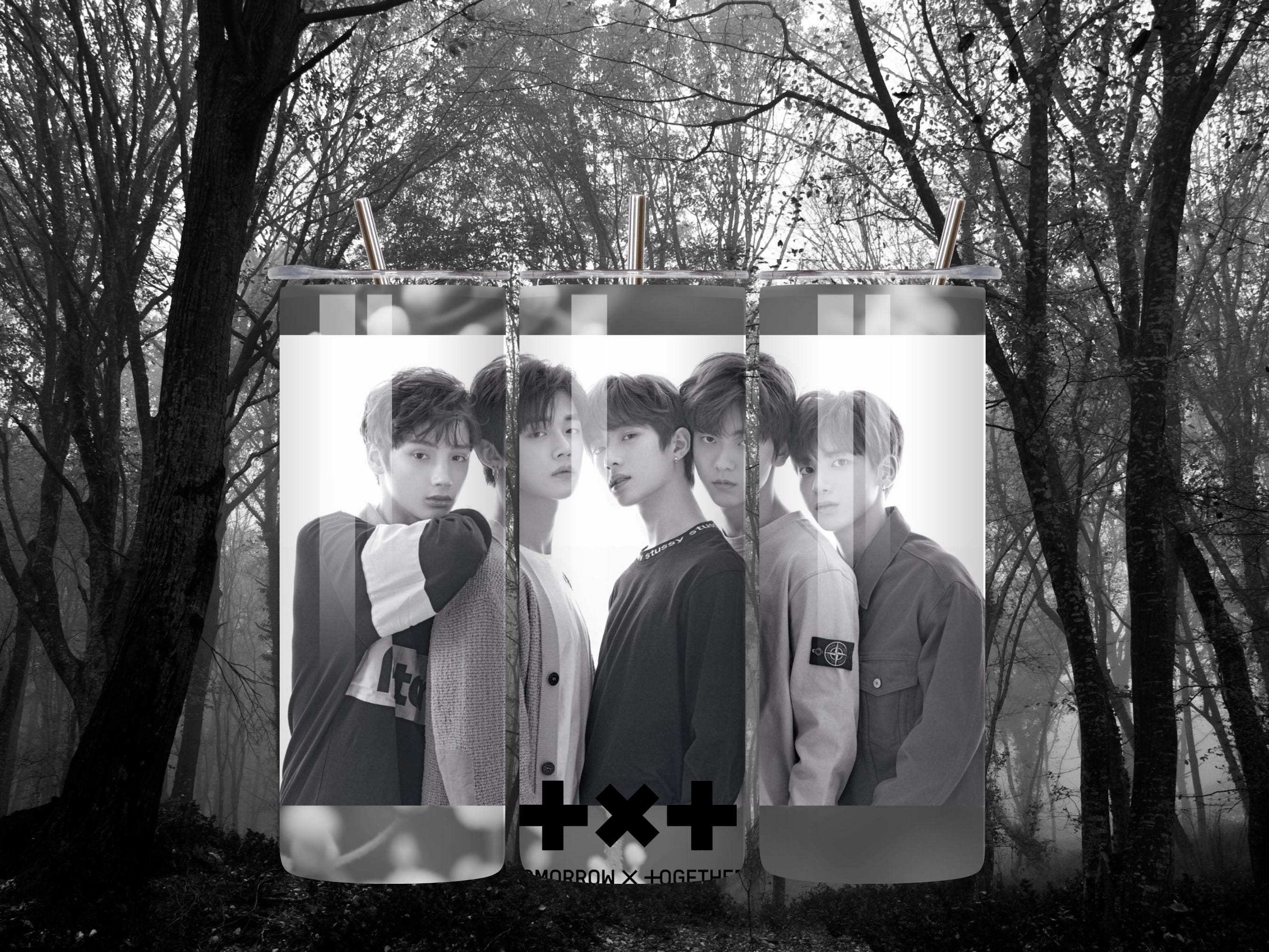 TXT Black & White Tumbler | Yeonjun, Soobin, Beomgyu, Taehyun, and HueningKai |
