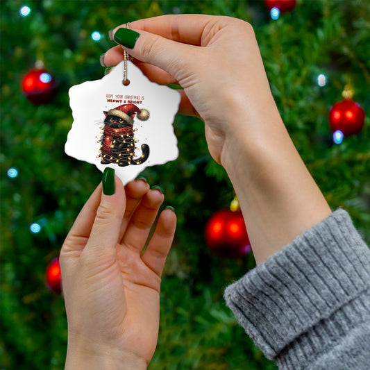 Meowy and Bright Cat-Themed Ceramic Ornament
