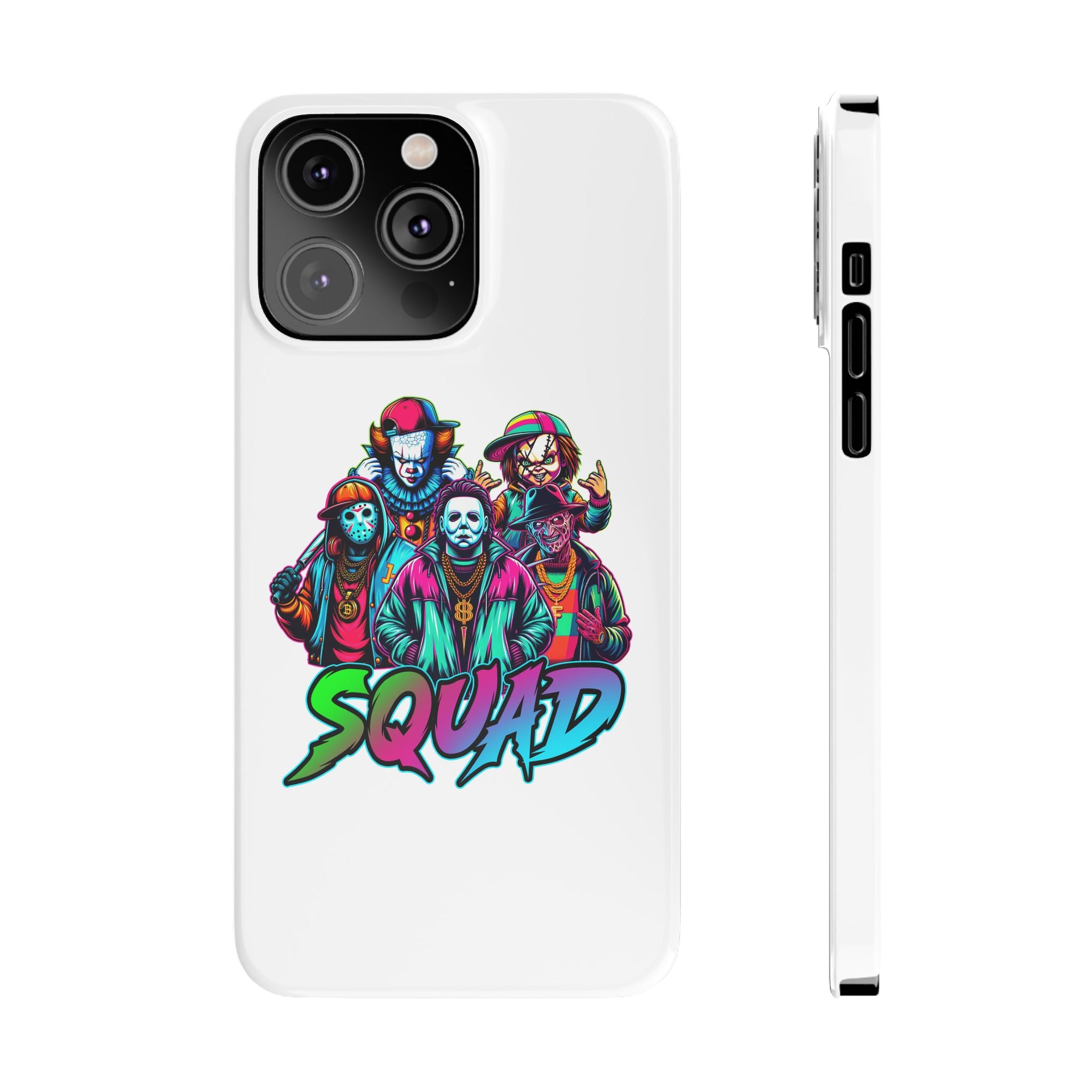 SQUAD" Horror Character Phone Case – Slim and Glossy Impact-Resistant Design