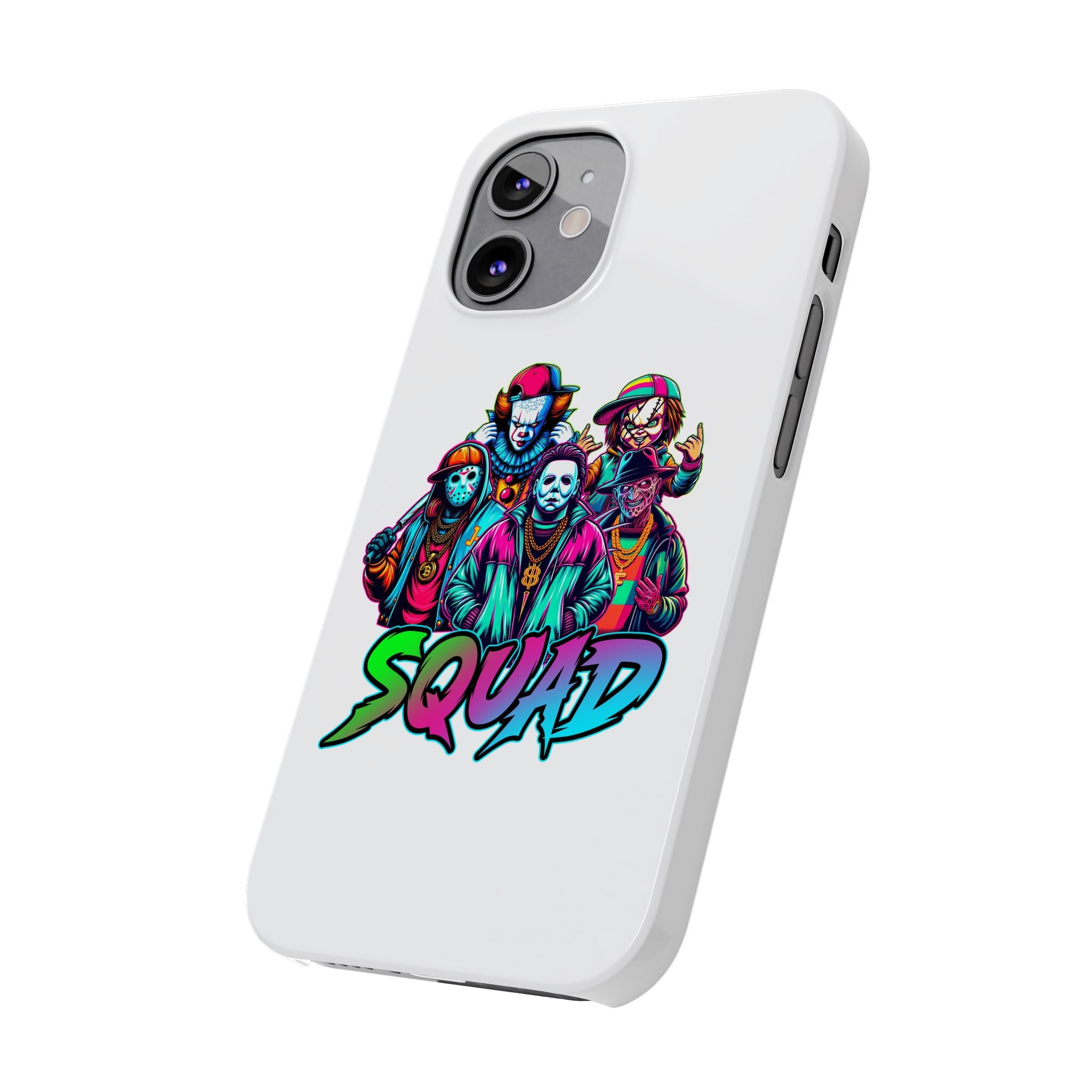 SQUAD" Horror Character Phone Case – Slim and Glossy Impact-Resistant Design