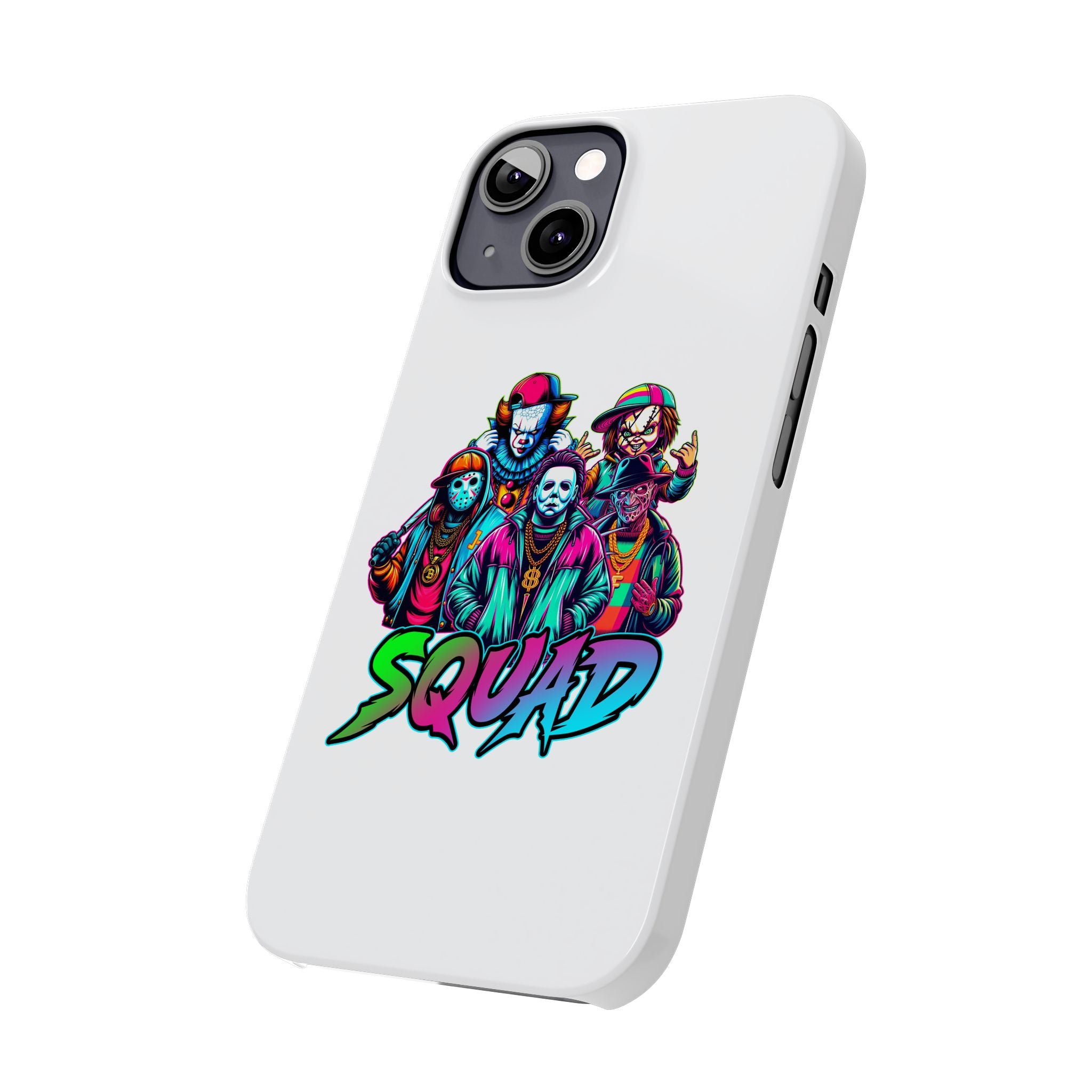 SQUAD" Horror Character Phone Case – Slim and Glossy Impact-Resistant Design