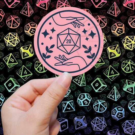 Pink and Navy or Navy and Pink  Natural 20 DND Sticker