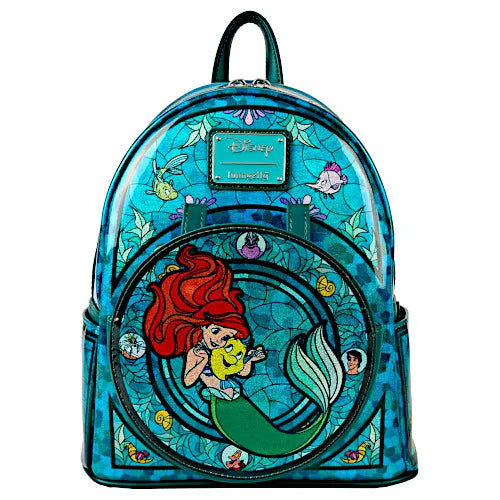 Loungefly Disney Princess Stained Glass Collection Ariel Mini Backpack With Ear Attachment